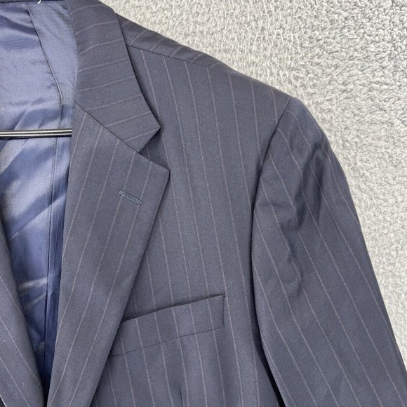 Hickey Freeman Loro Piana Tasmanian Jacket Men 44R Super 150’s Blue Stripe READ - Picture 2 of 15